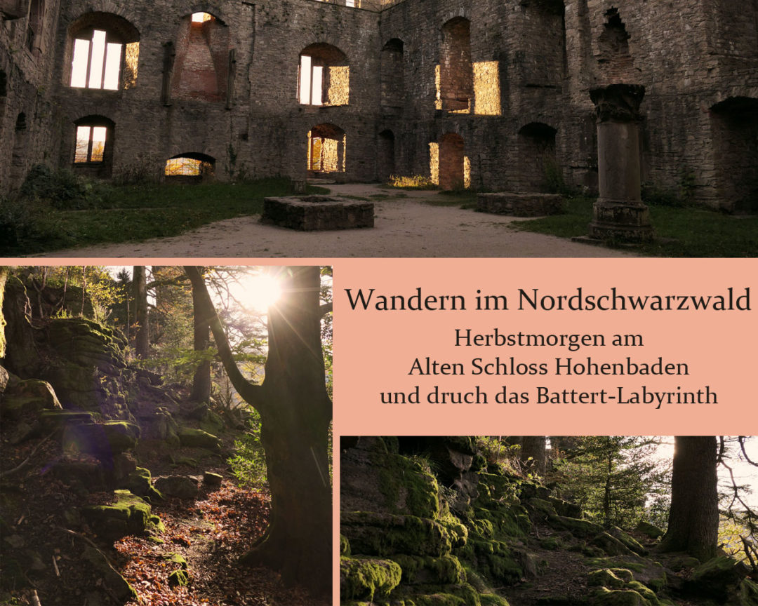 Wandern Baden-Baden. Alte Schlossruine Hohenbaden und das magische Felsenlabyrinth des Battert